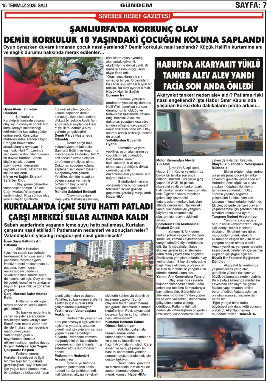 15.07.2025 Tarihli Gazetemiz