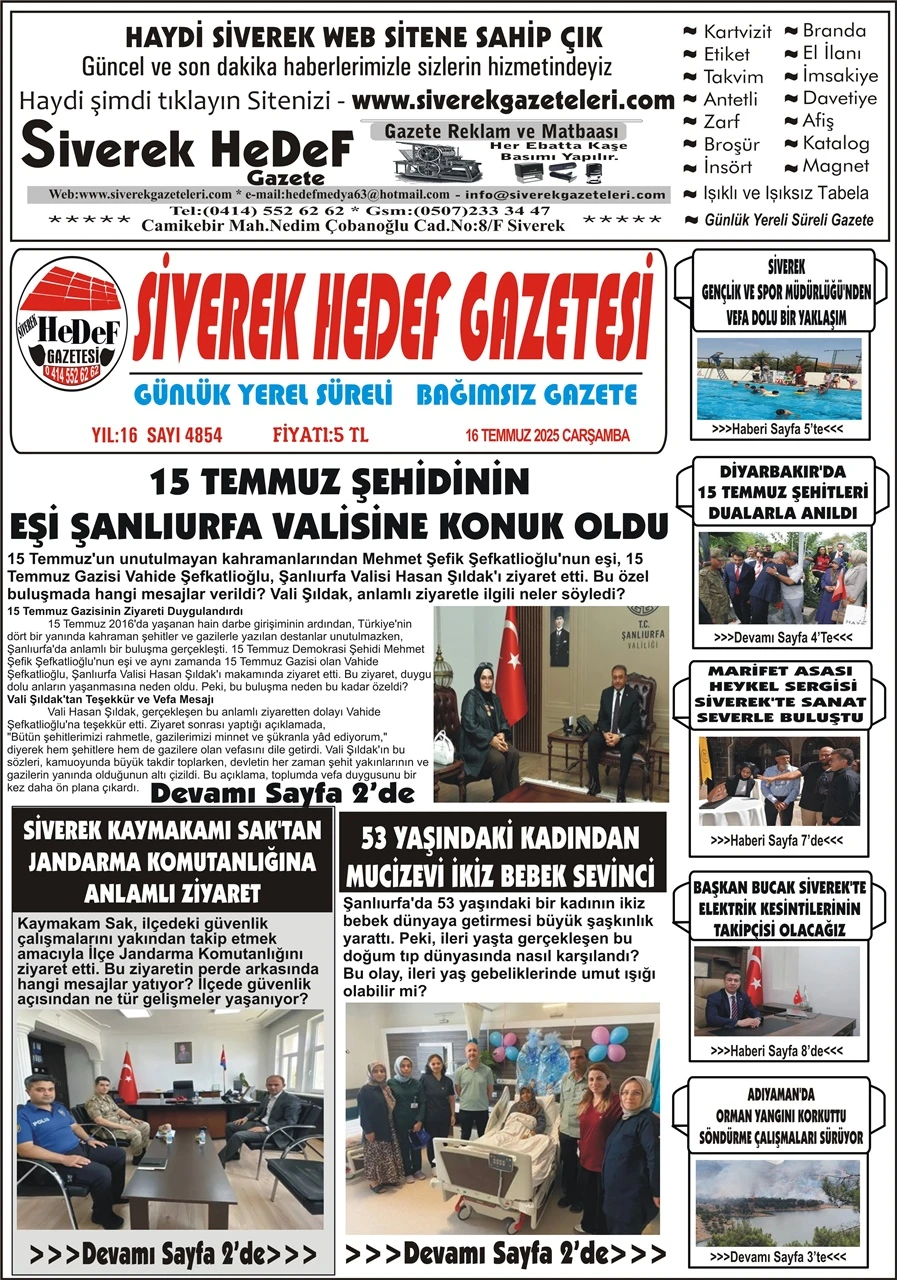16.07.2025 Tarihli Gazetemiz