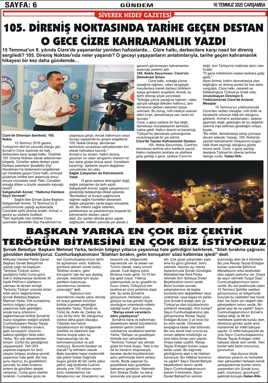 16.07.2025 Tarihli Gazetemiz