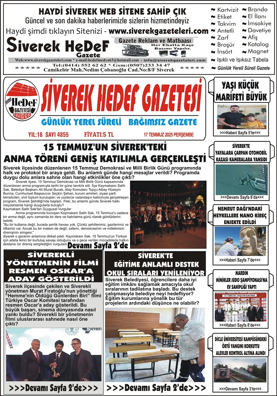 17.07.2025 Tarihli Gazetemiz