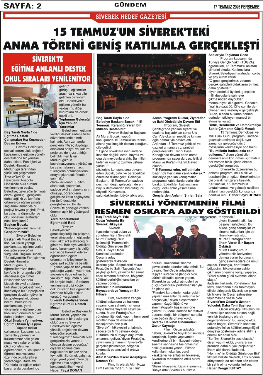 17.07.2025 Tarihli Gazetemiz