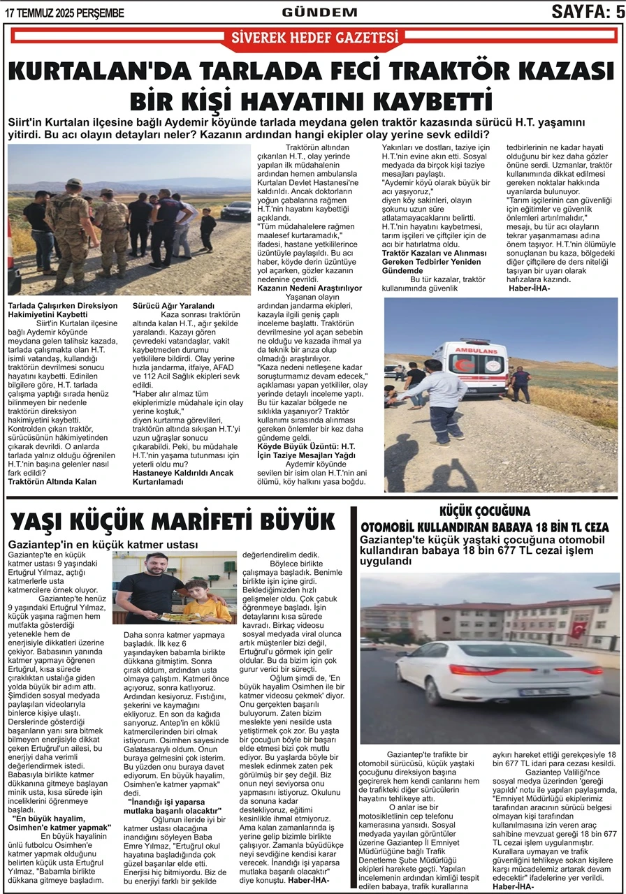 17.07.2025 Tarihli Gazetemiz