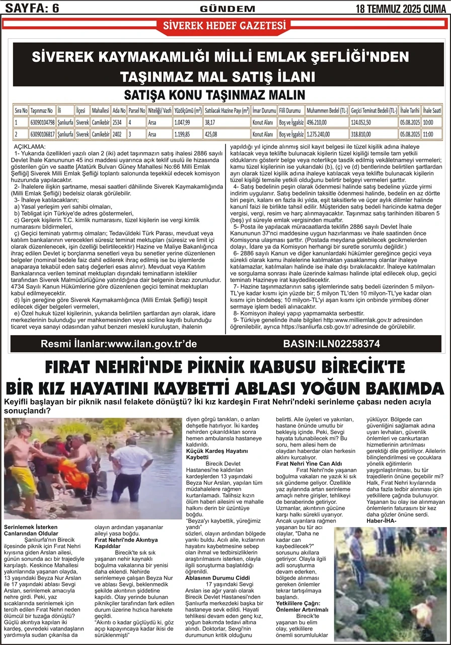 18.07.2025  Tarihli Gazetemiz