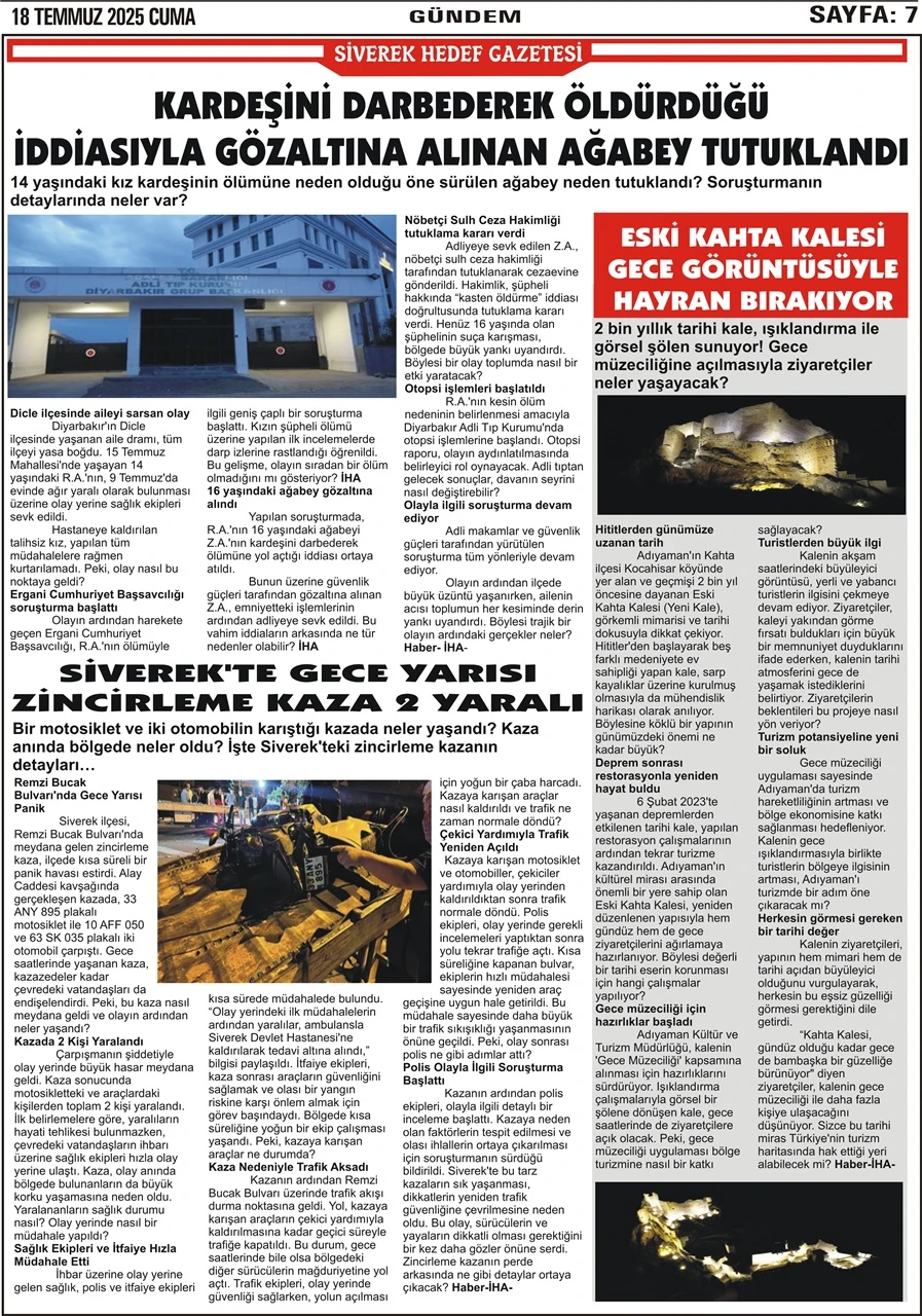 18.07.2025  Tarihli Gazetemiz