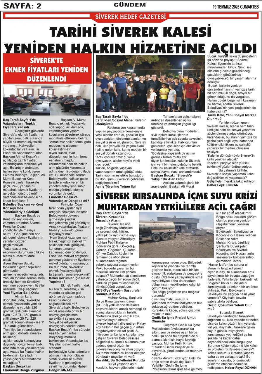 19.07.2025 Tarihli Gazetemiz
