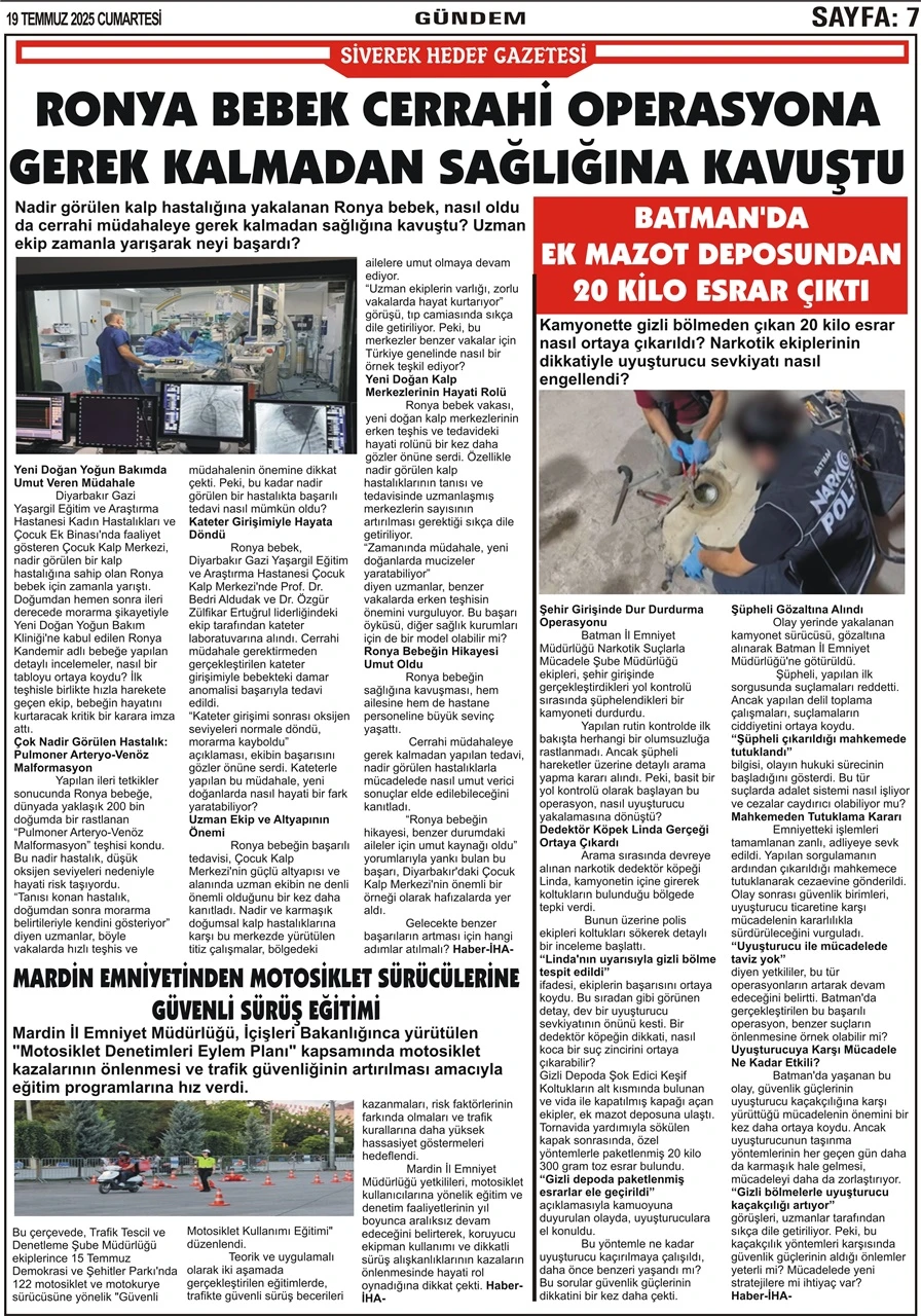19.07.2025 Tarihli Gazetemiz