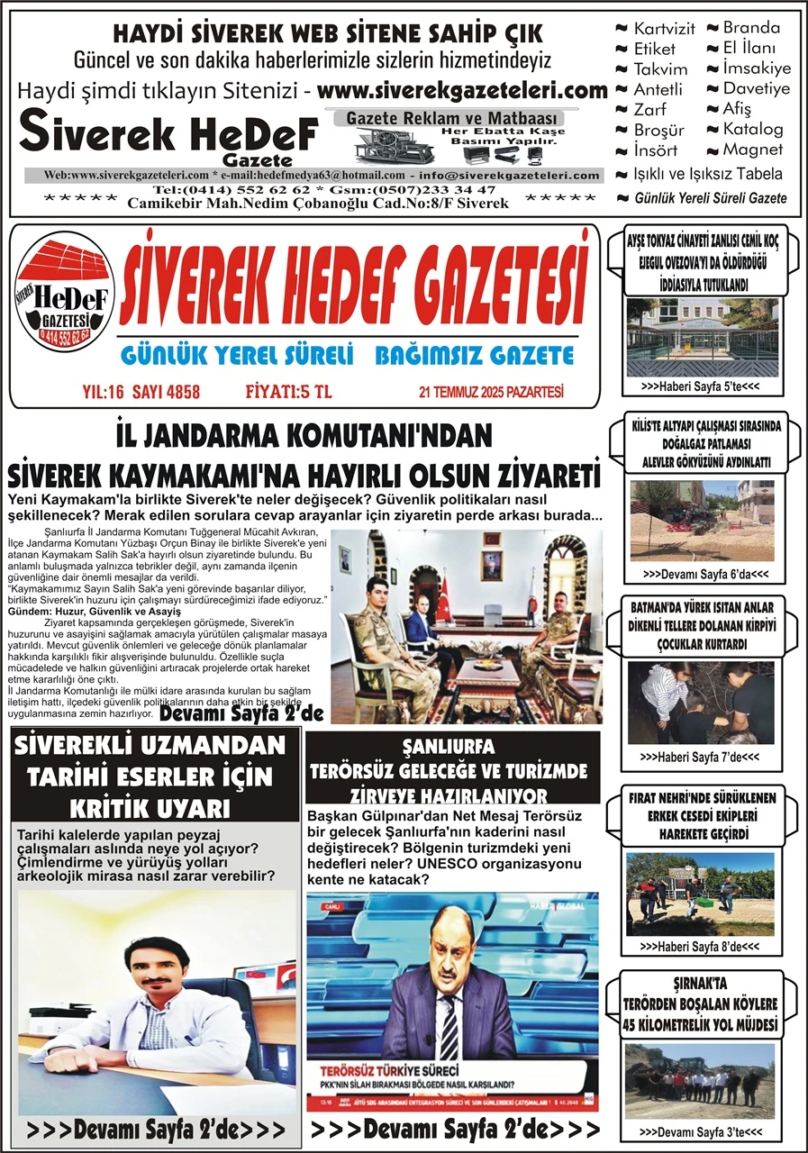 21.07.2025 Tarihli Gazetemiz