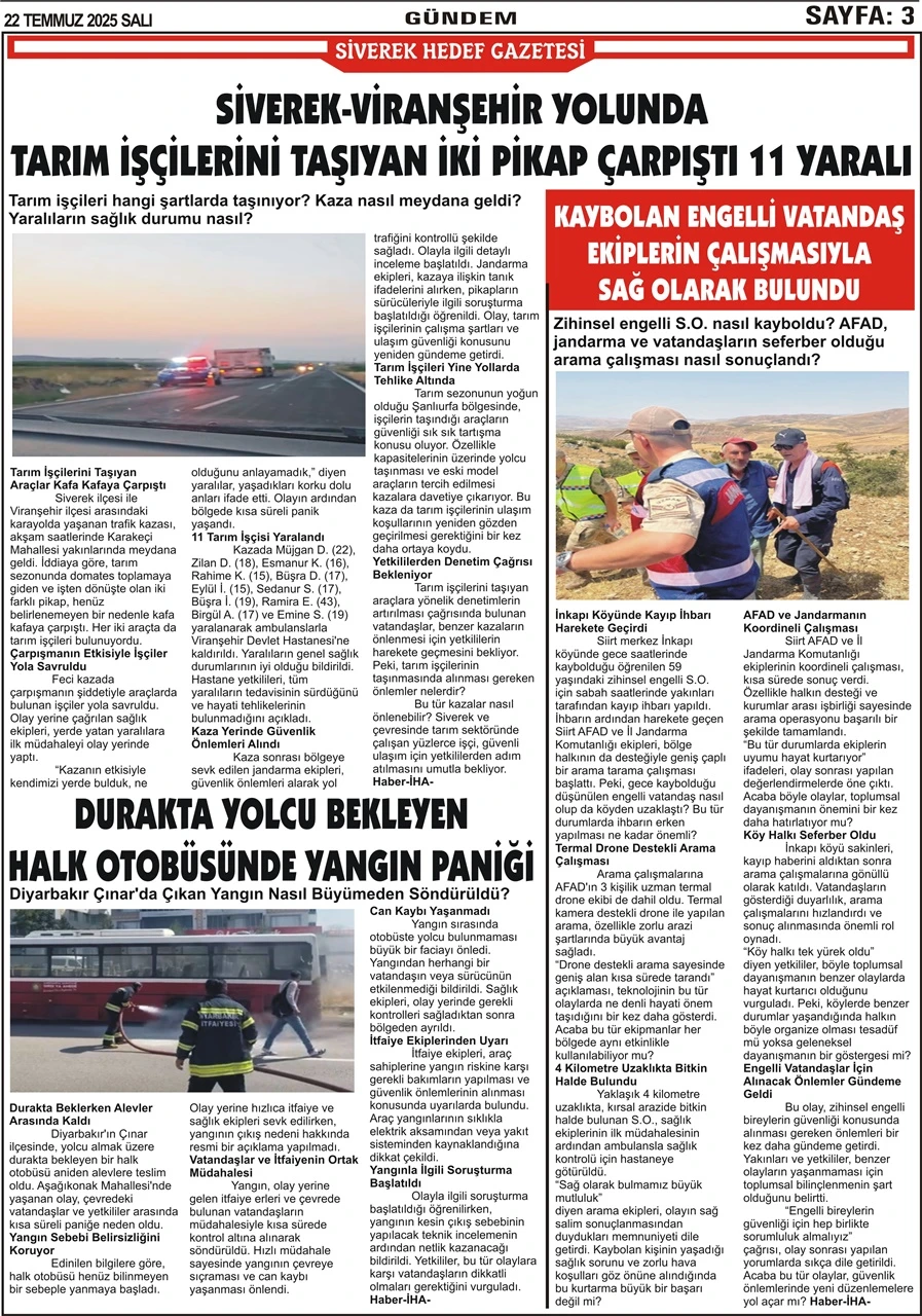 22,07,2025 Tarihli Gazetemiz