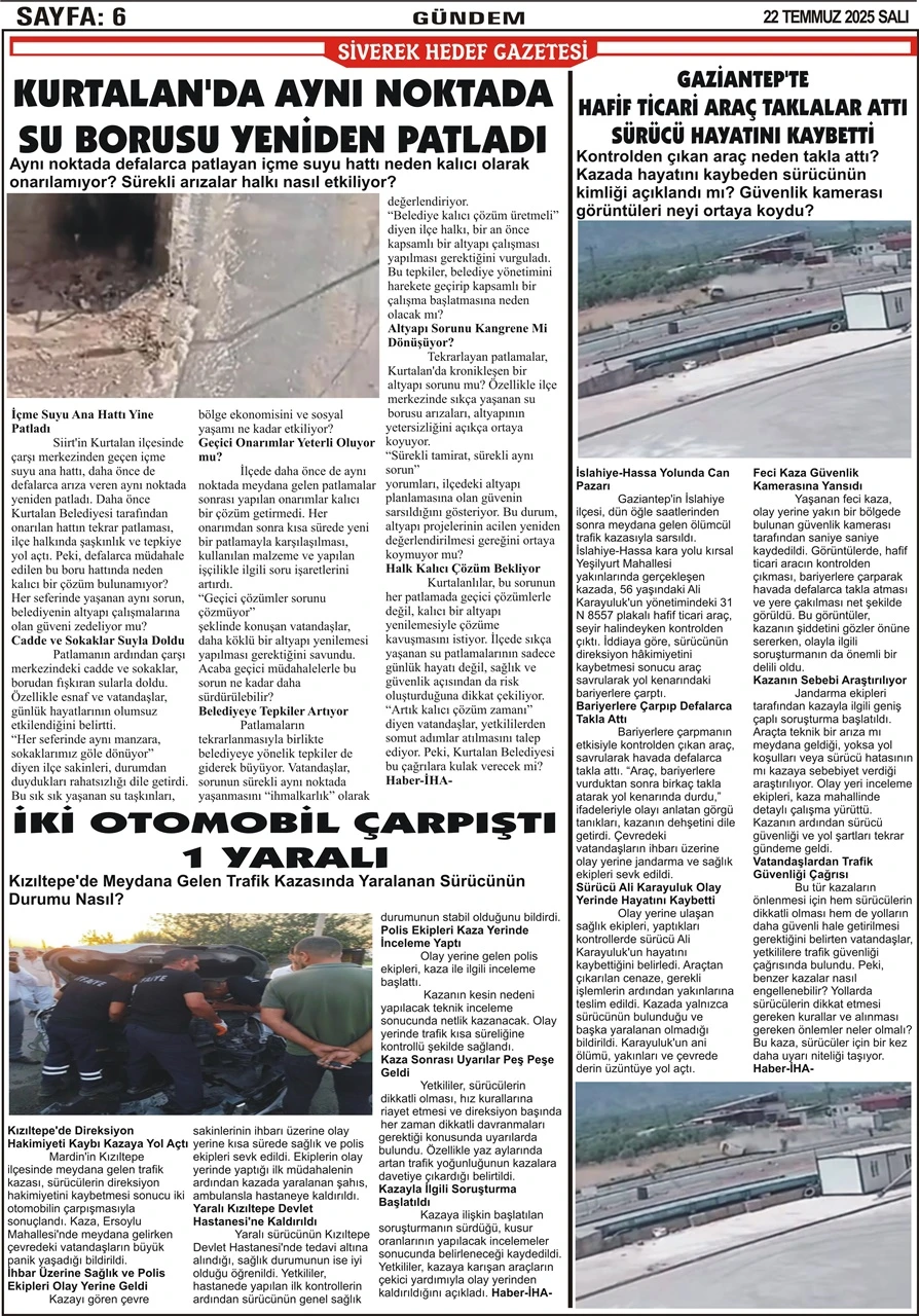 22,07,2025 Tarihli Gazetemiz