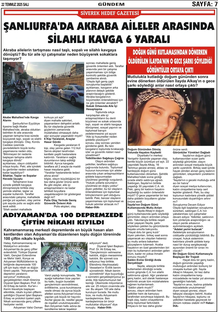 22,07,2025 Tarihli Gazetemiz