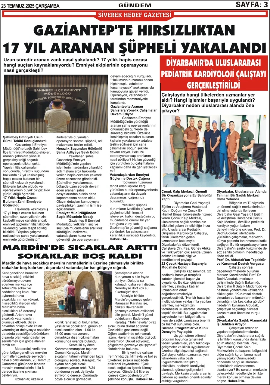 23.07.2025 Tarihli Gazetemiz