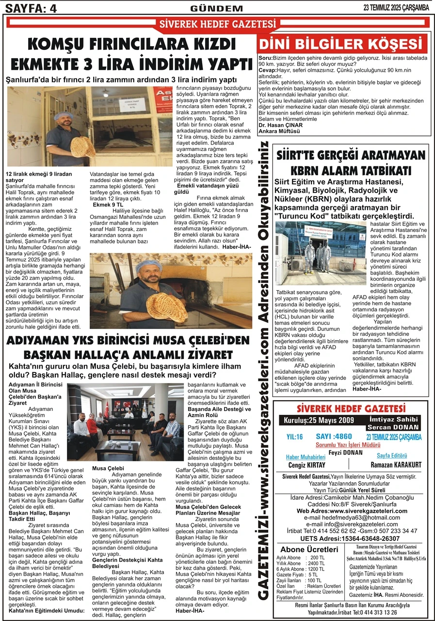 23.07.2025 Tarihli Gazetemiz