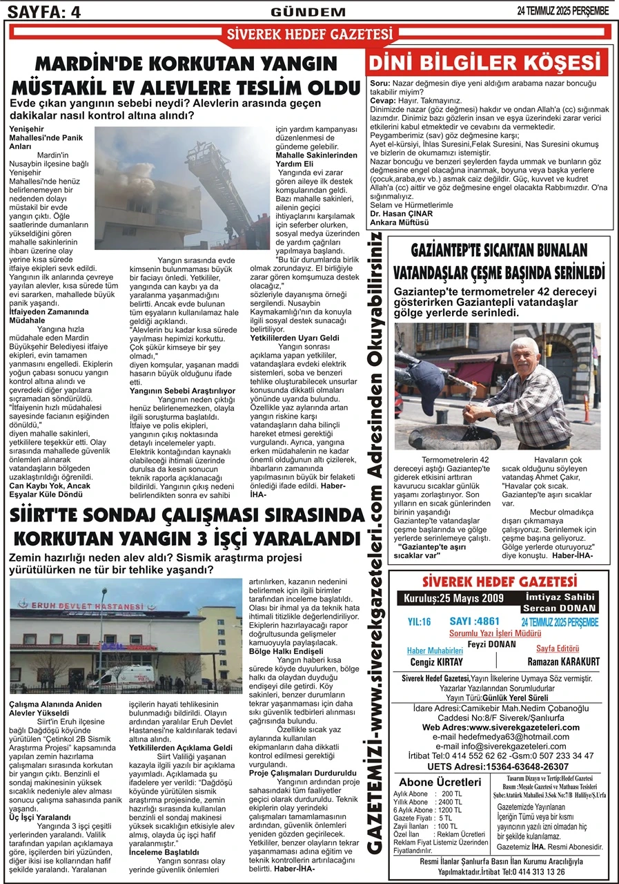 24.07.2025 Tarihli Gazetemiz