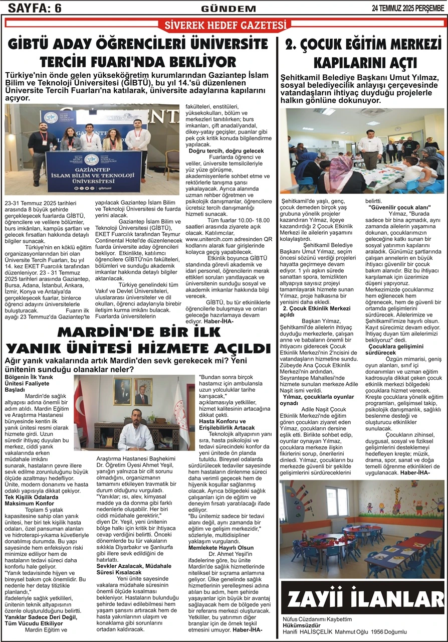 24.07.2025 Tarihli Gazetemiz