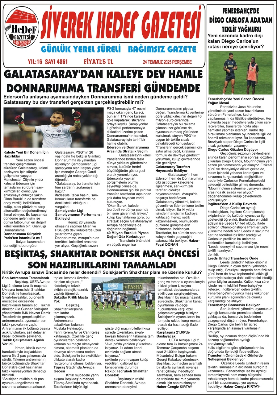 24.07.2025 Tarihli Gazetemiz