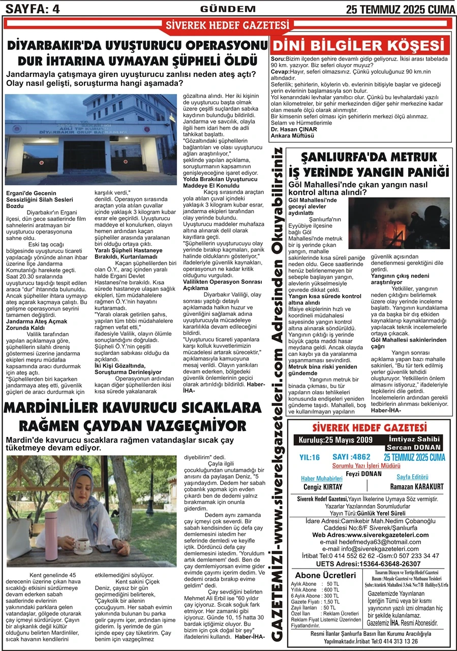 25.07.2025 Tarihli Gazetemiz
