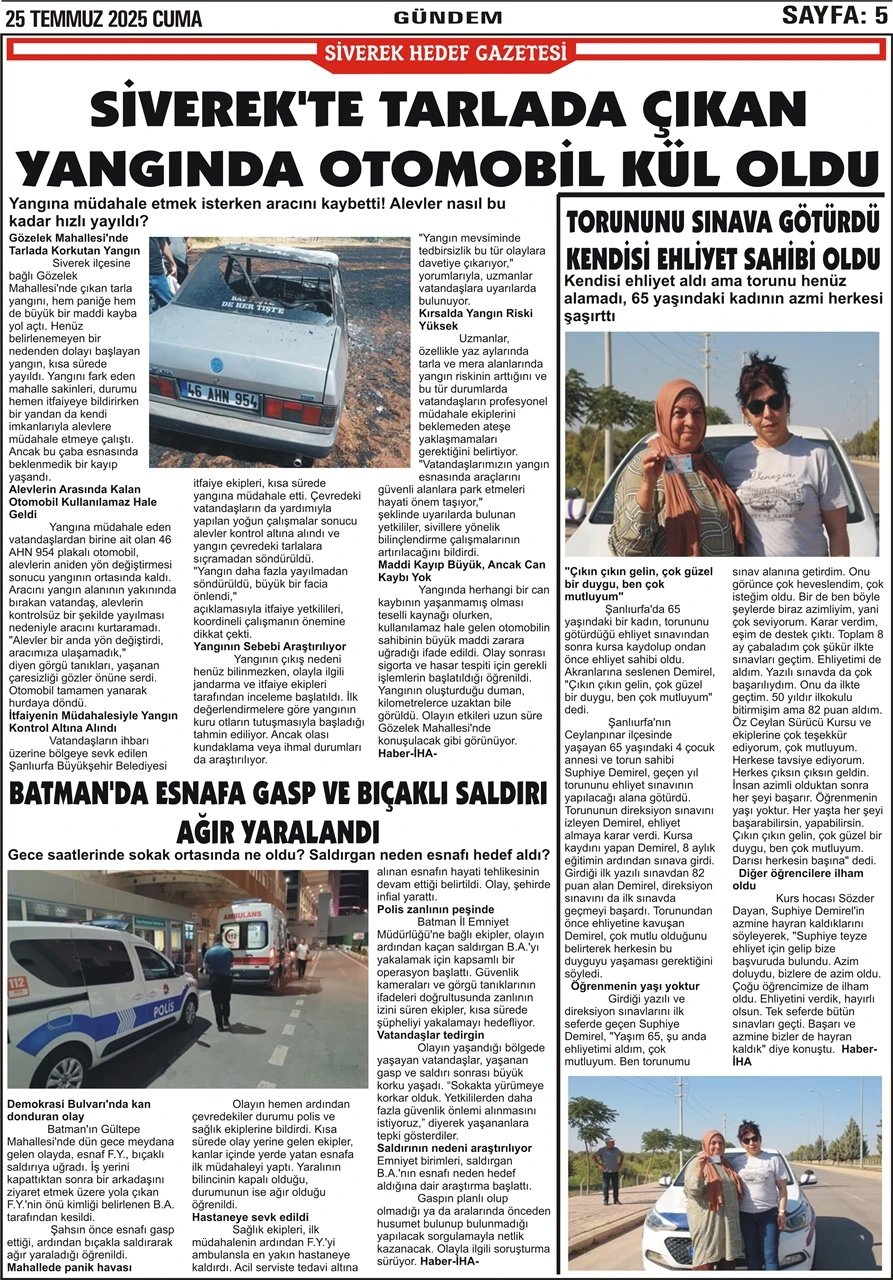 25.07.2025 Tarihli Gazetemiz