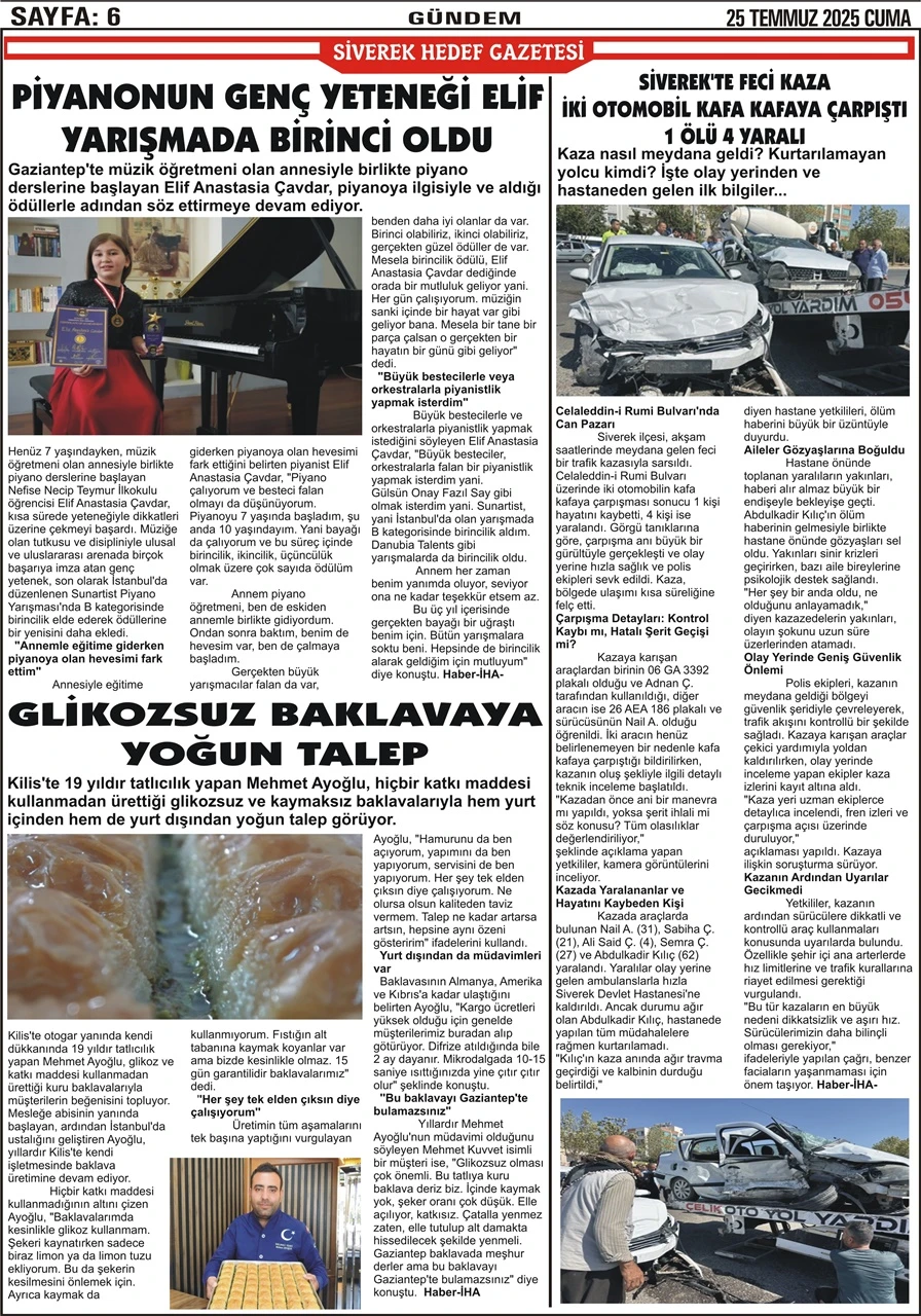 25.07.2025 Tarihli Gazetemiz