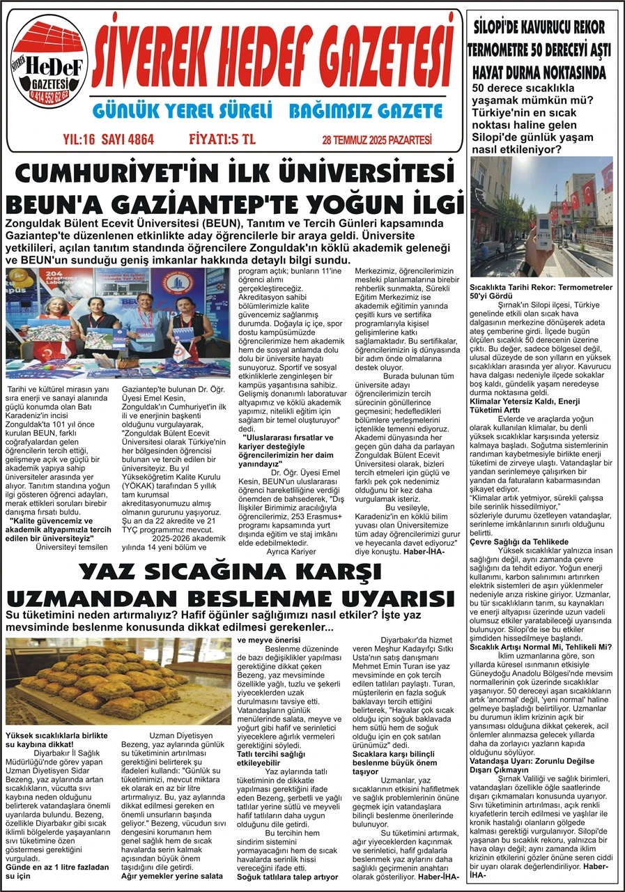 28.07.2025 Tarihli Gazetemiz