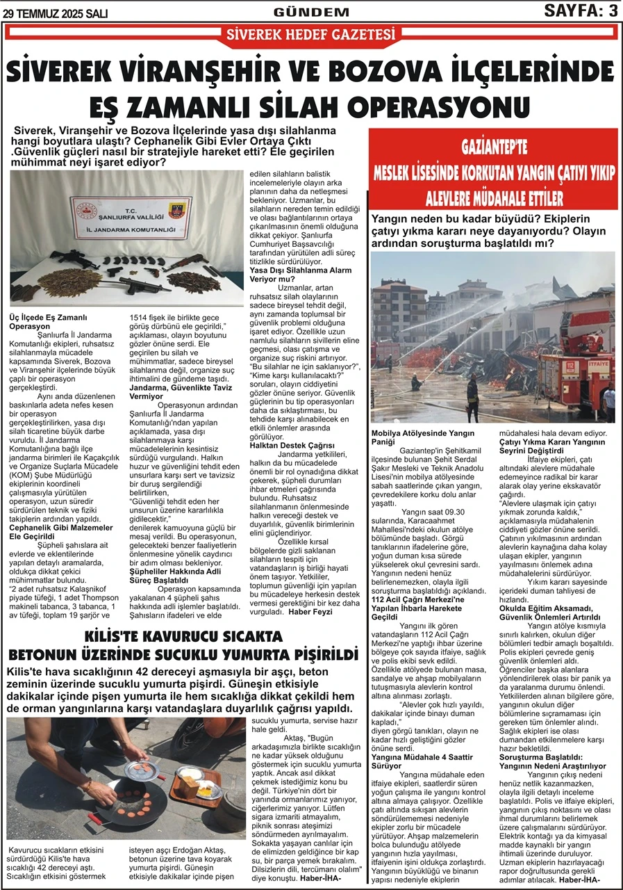 29.07.2025  Tarihli Gazetemiz