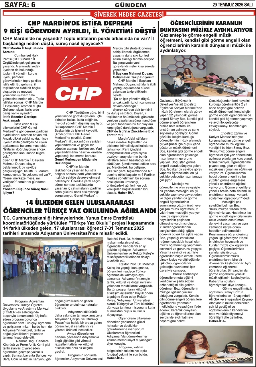 29.07.2025  Tarihli Gazetemiz