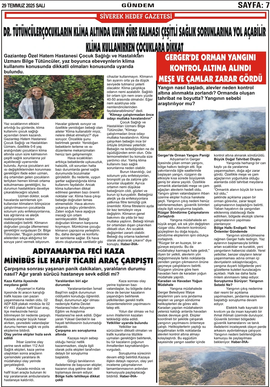 29.07.2025  Tarihli Gazetemiz
