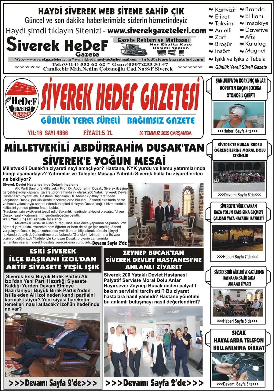 30.07.2025 Tarihli Gazetemiz