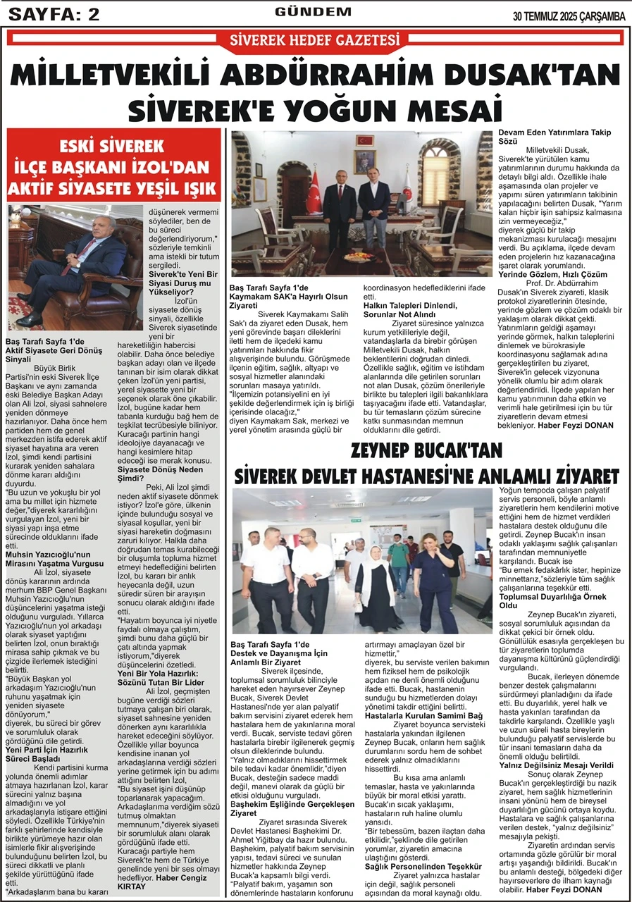 30.07.2025 Tarihli Gazetemiz