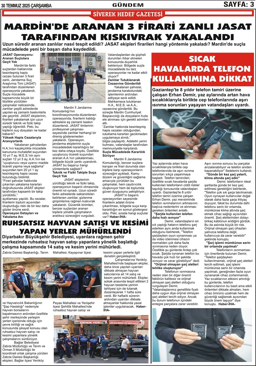 30.07.2025 Tarihli Gazetemiz
