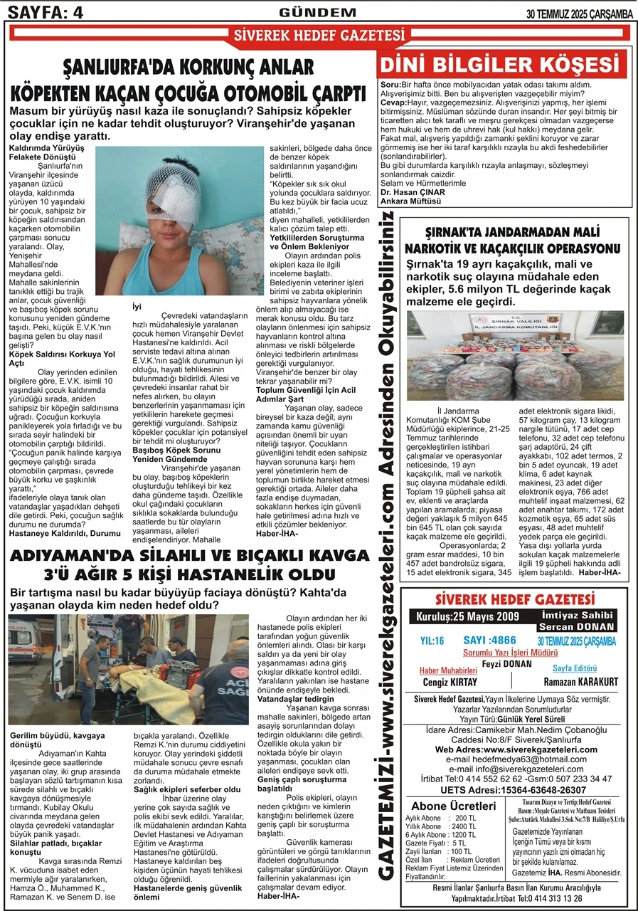 30.07.2025 Tarihli Gazetemiz
