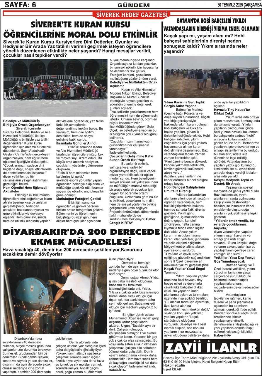 30.07.2025 Tarihli Gazetemiz