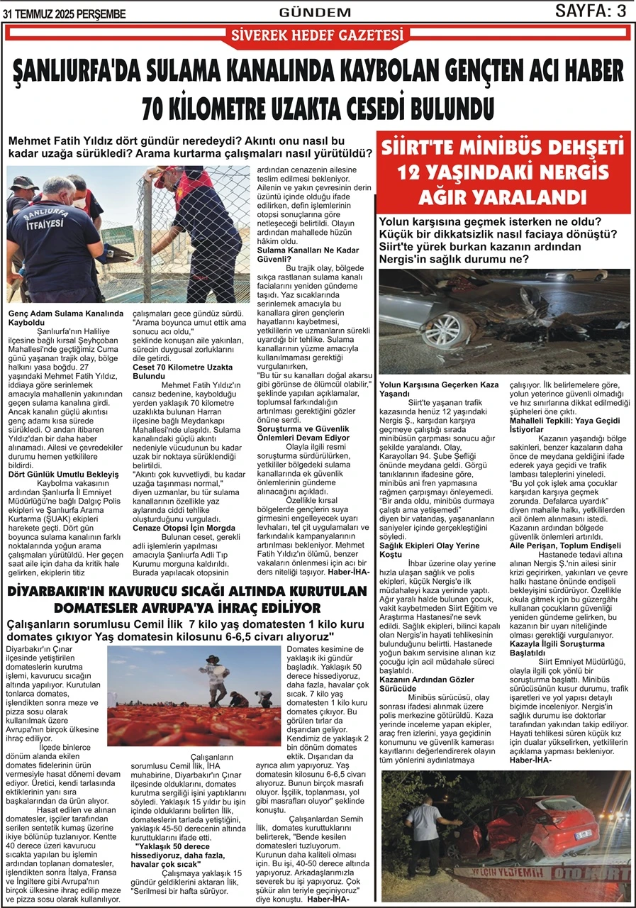 31.07.2025 tarihli Gazetemiz