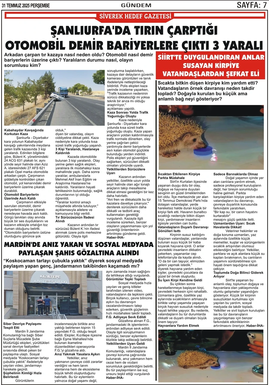 31.07.2025 tarihli Gazetemiz