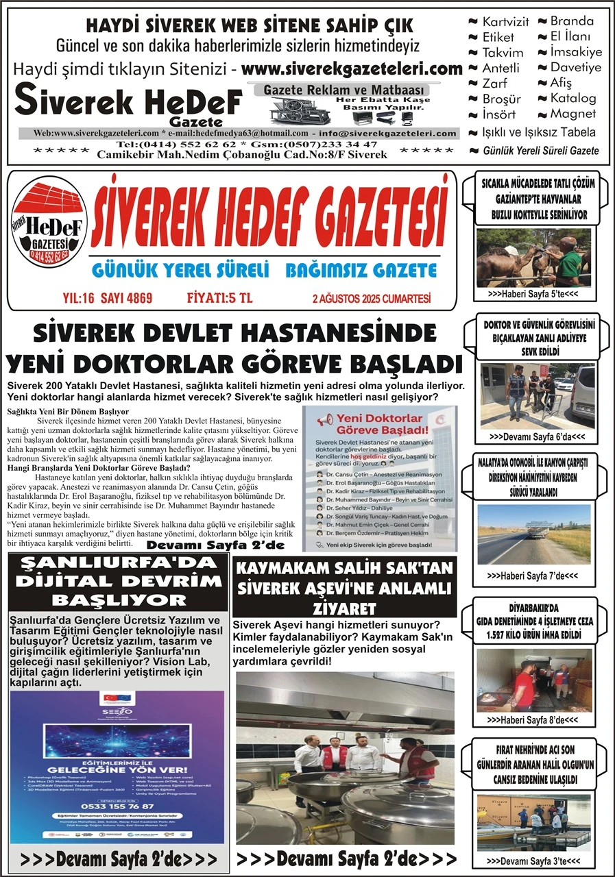 2.08.2025 Tarihli Gazetemiz