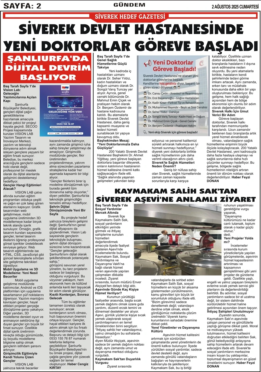 2.08.2025 Tarihli Gazetemiz