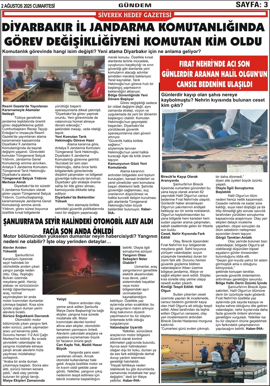 2.08.2025 Tarihli Gazetemiz