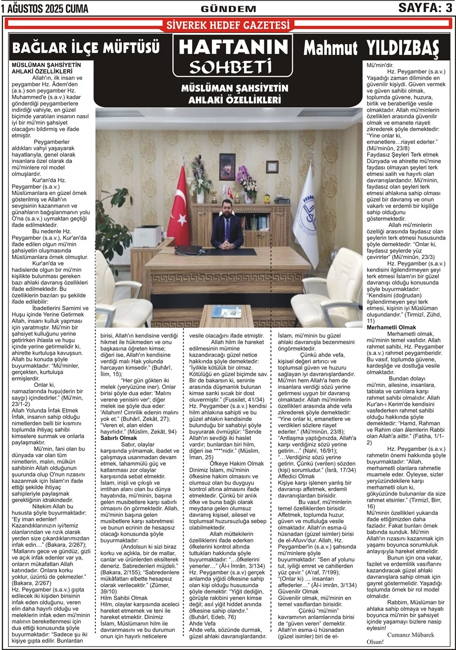 1.08.2025 Tarihli Gazetemiz