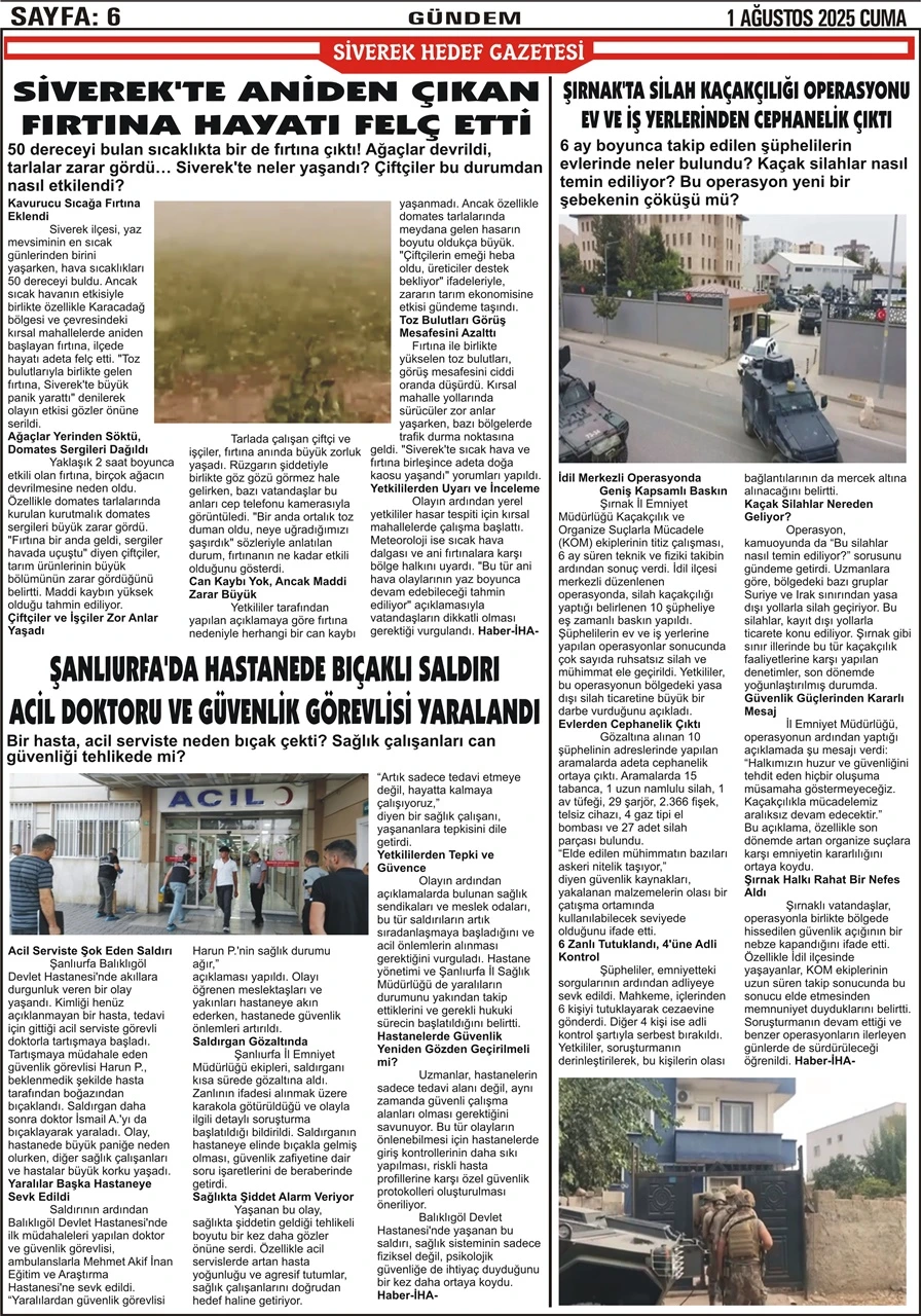 1.08.2025 Tarihli Gazetemiz