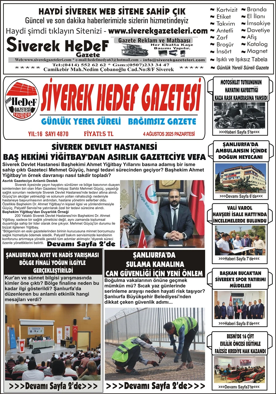 4.08.2025 Tarihli Gazetemiz