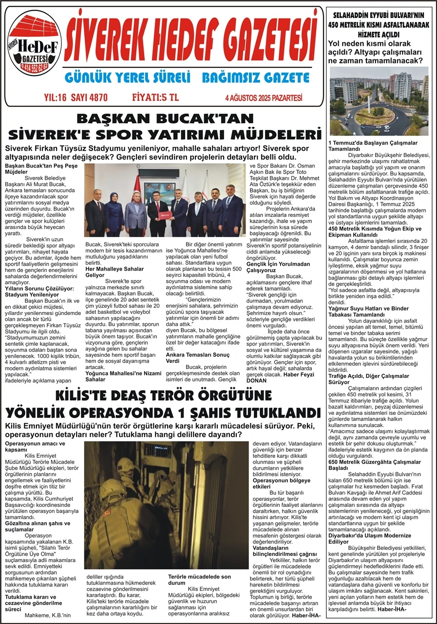 4.08.2025 Tarihli Gazetemiz