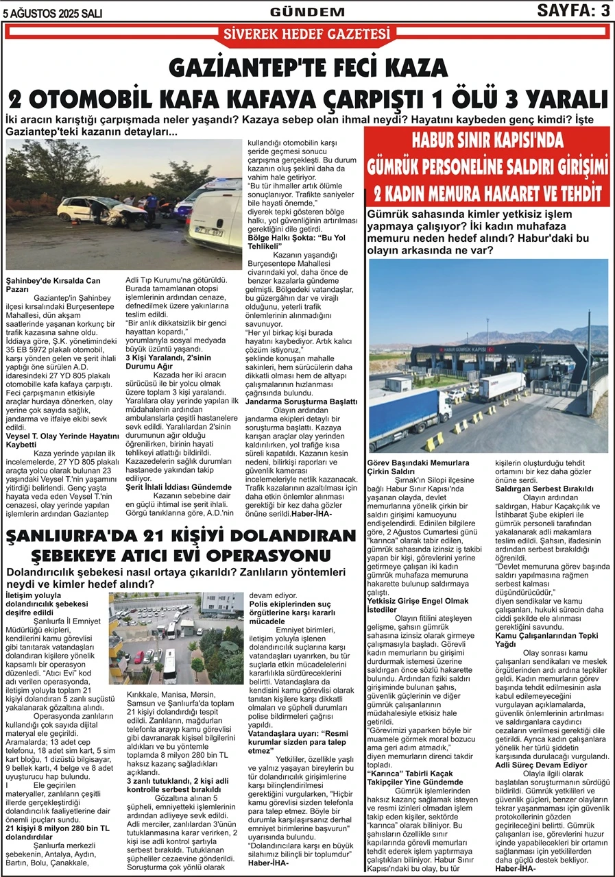 5.08.2025 Tarihli Gazetemiz