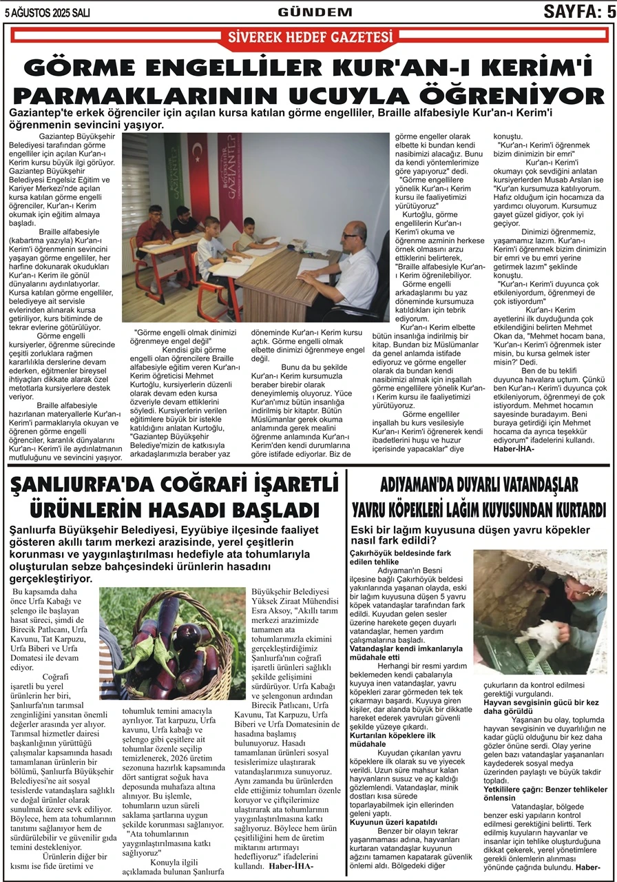 5.08.2025 Tarihli Gazetemiz