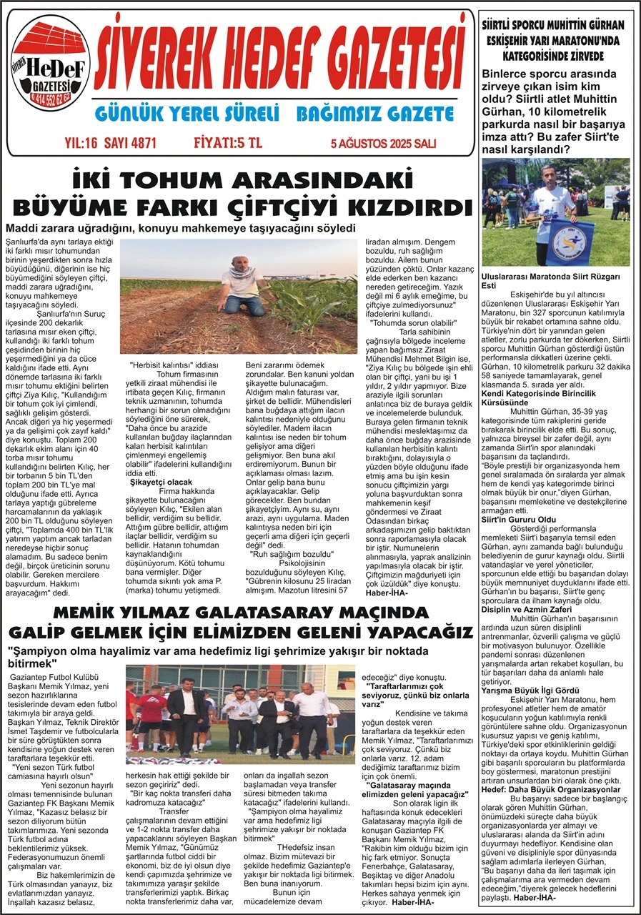 5.08.2025 Tarihli Gazetemiz