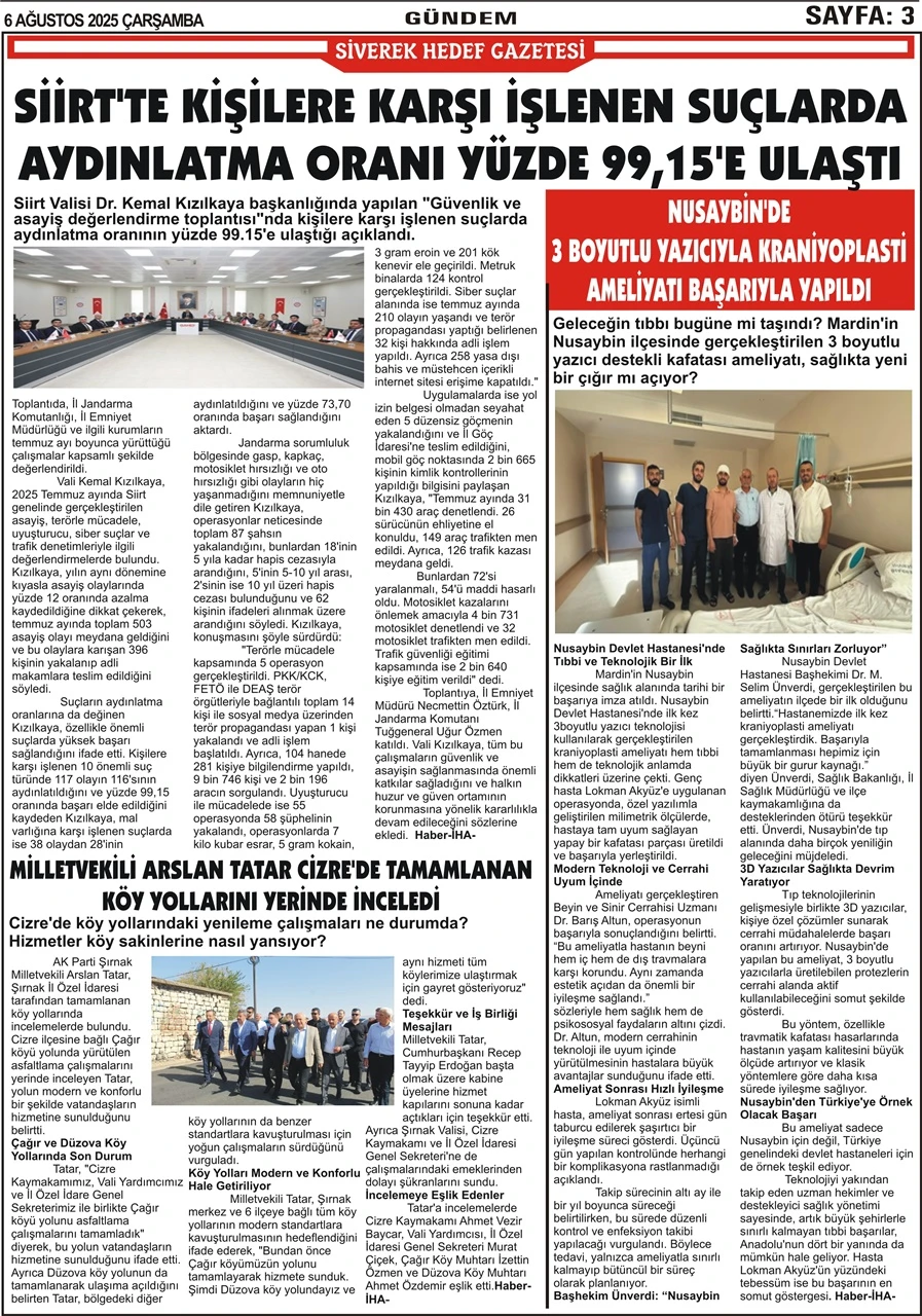 6.08.2025 Tarihli Gazetemiz