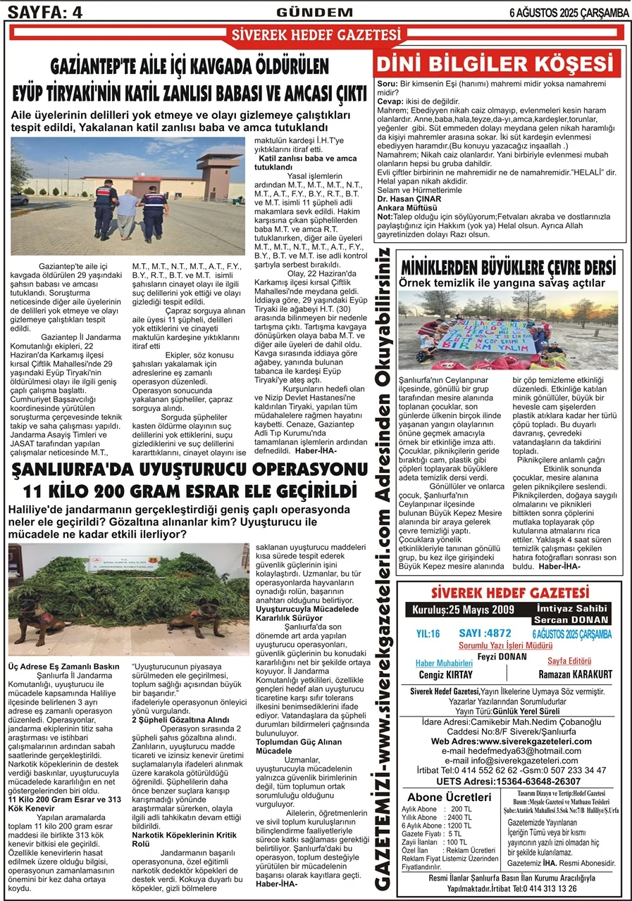 6.08.2025 Tarihli Gazetemiz