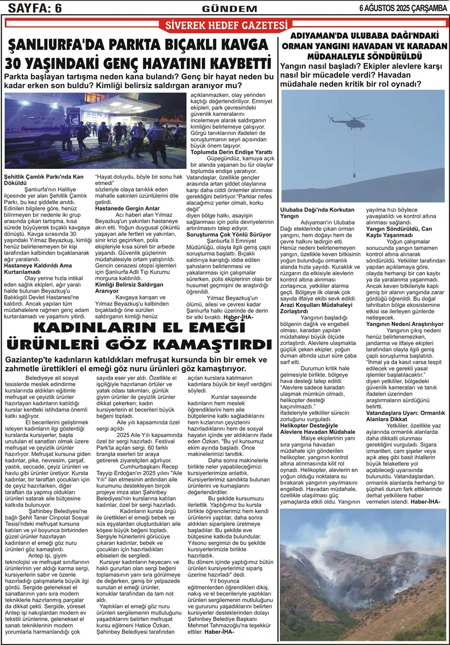 6.08.2025 Tarihli Gazetemiz