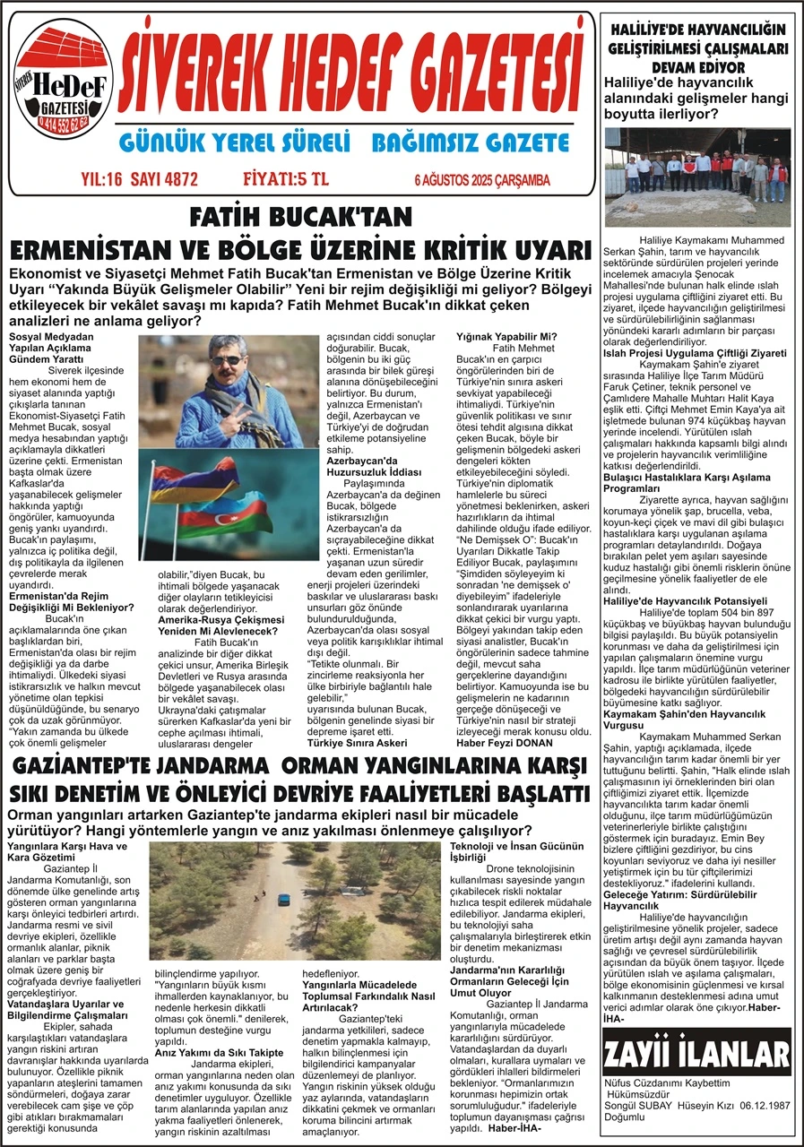6.08.2025 Tarihli Gazetemiz