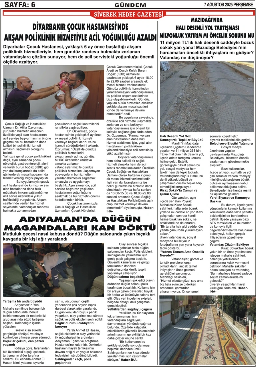 7.08.2025 Tarihli Gazetemiz