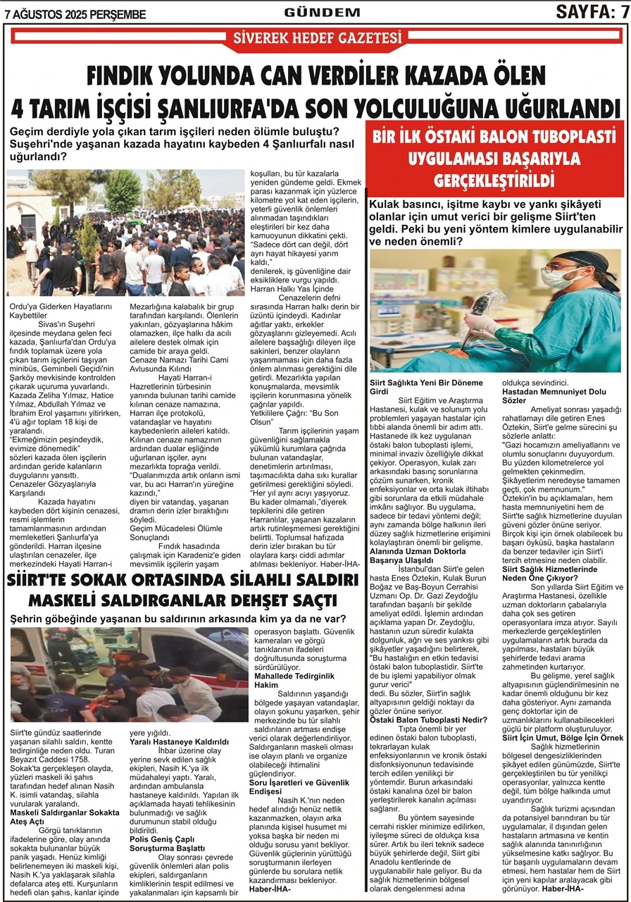 7.08.2025 Tarihli Gazetemiz