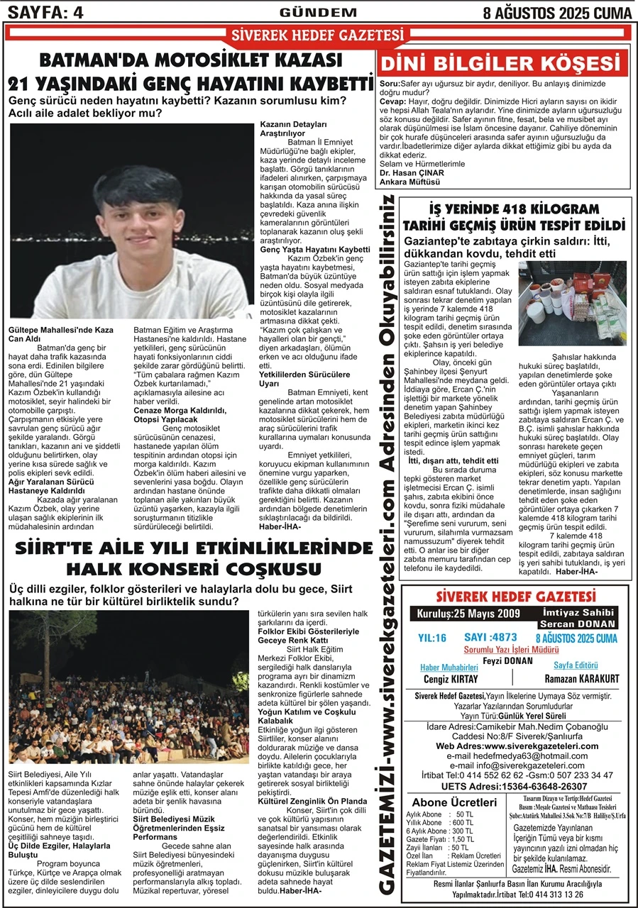 8.08.2025 Tarihli Gazetemiz
